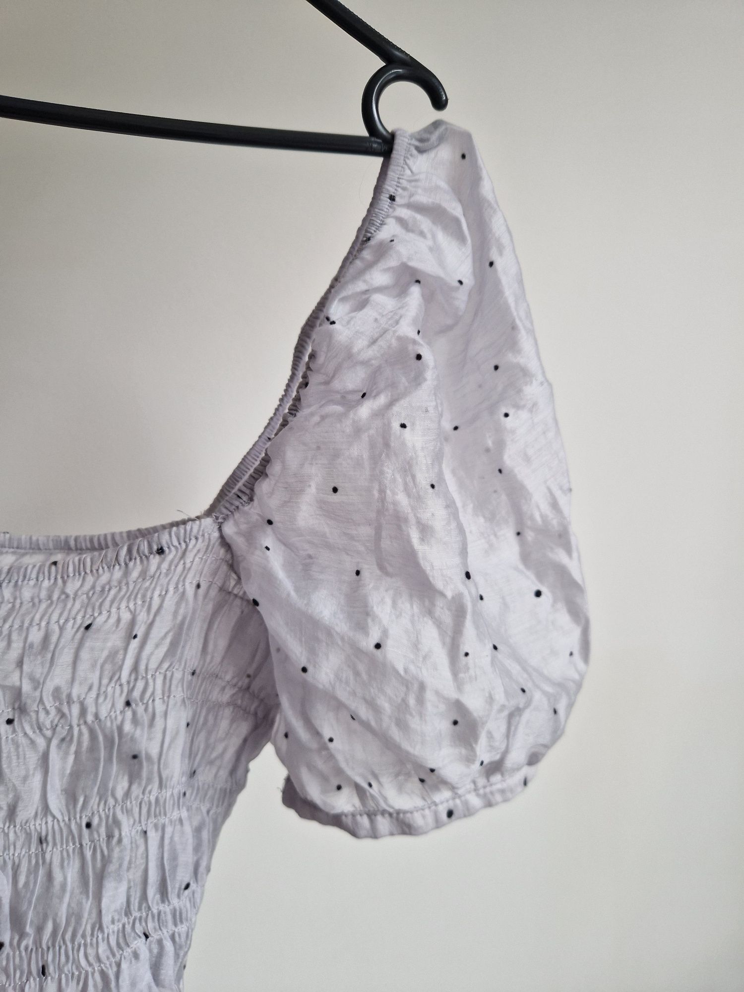 Liliowy top, Koszulka Zara – rozmiar M, jak nowa, w kropeczki, letnia