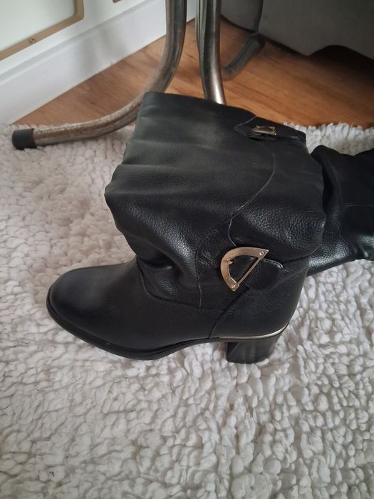 Czarne długie ocieplane kozaki