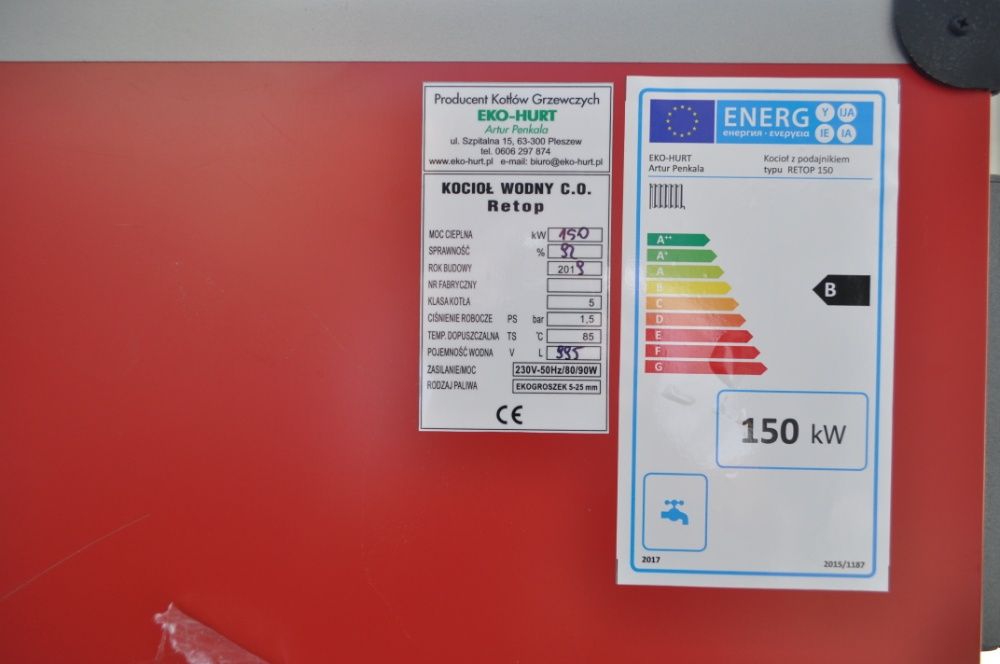 Kocioł 5 klasy - Retop 150 kW - Kocioł C.O. z certyfikatem ECODESIGN