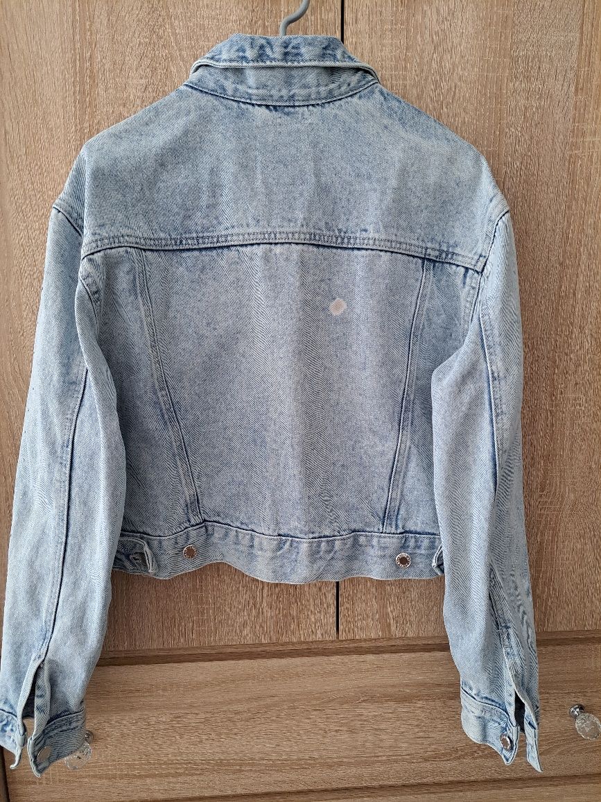 Jeansowa kurtka katanka Oversize krysztalki