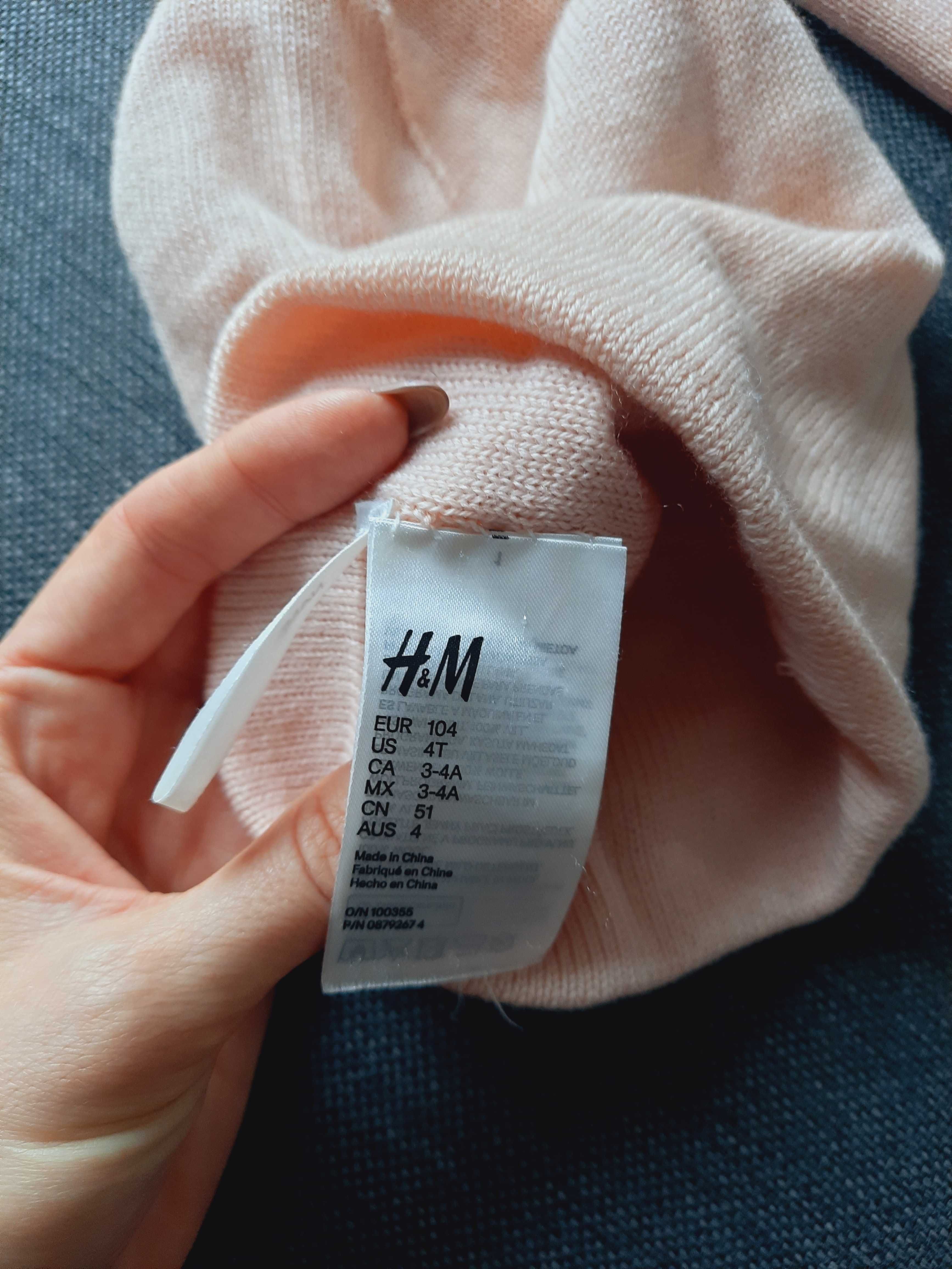 Zestaw H&M wełniany czapka i komin dla dziewczynki rozm 104 + gratisy
