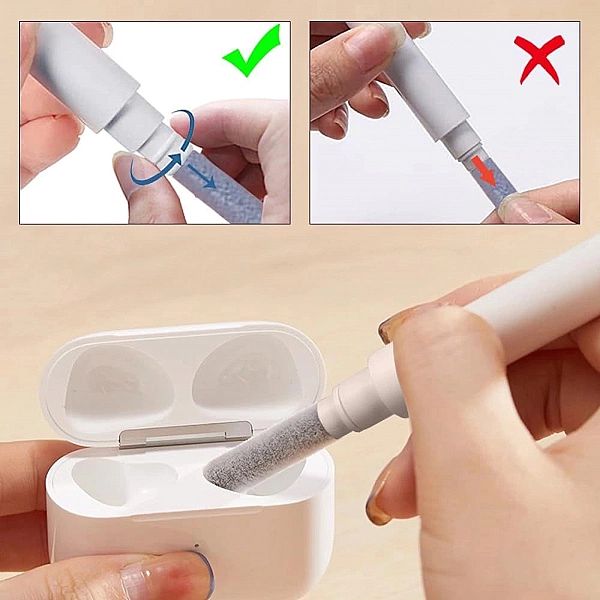 Zestaw czyszczący Tech-Protect CS02 do słuchawek 3w1 - biały