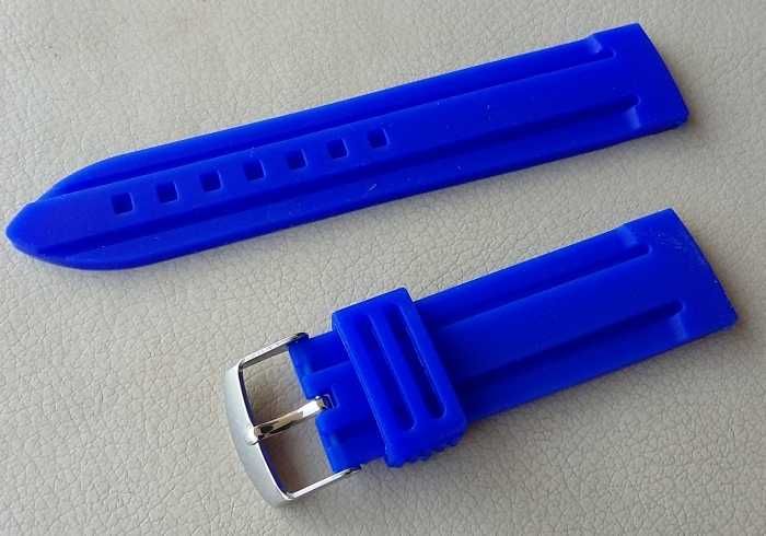 Pasek silikonowy do zegarka 22m 24mm czarny niebieski biały