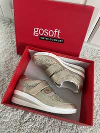 Nowe sneakersy na koturnie złote Gosoft 37