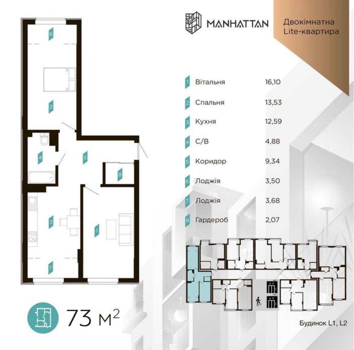 Продаж 2к квартири в ЖК Manhattan