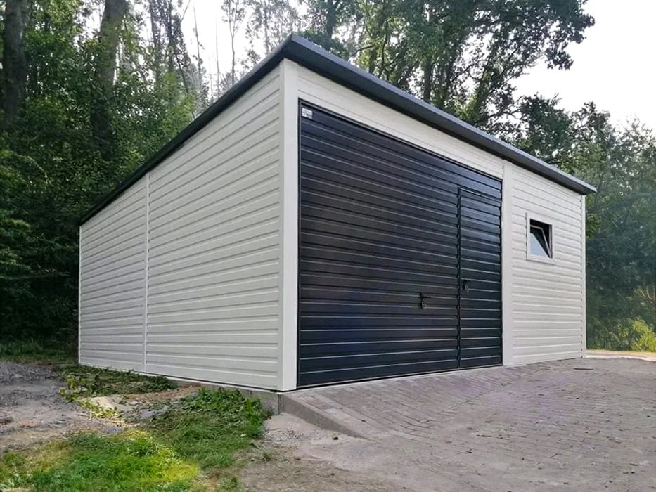Garaż jednostanowiskowy 6x6 m - Dach jednospadowy, Brama uchylna autom