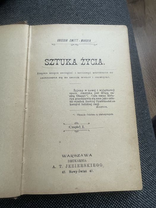 Sztuka życia Orisson Maden Książka z 1902 Unikat