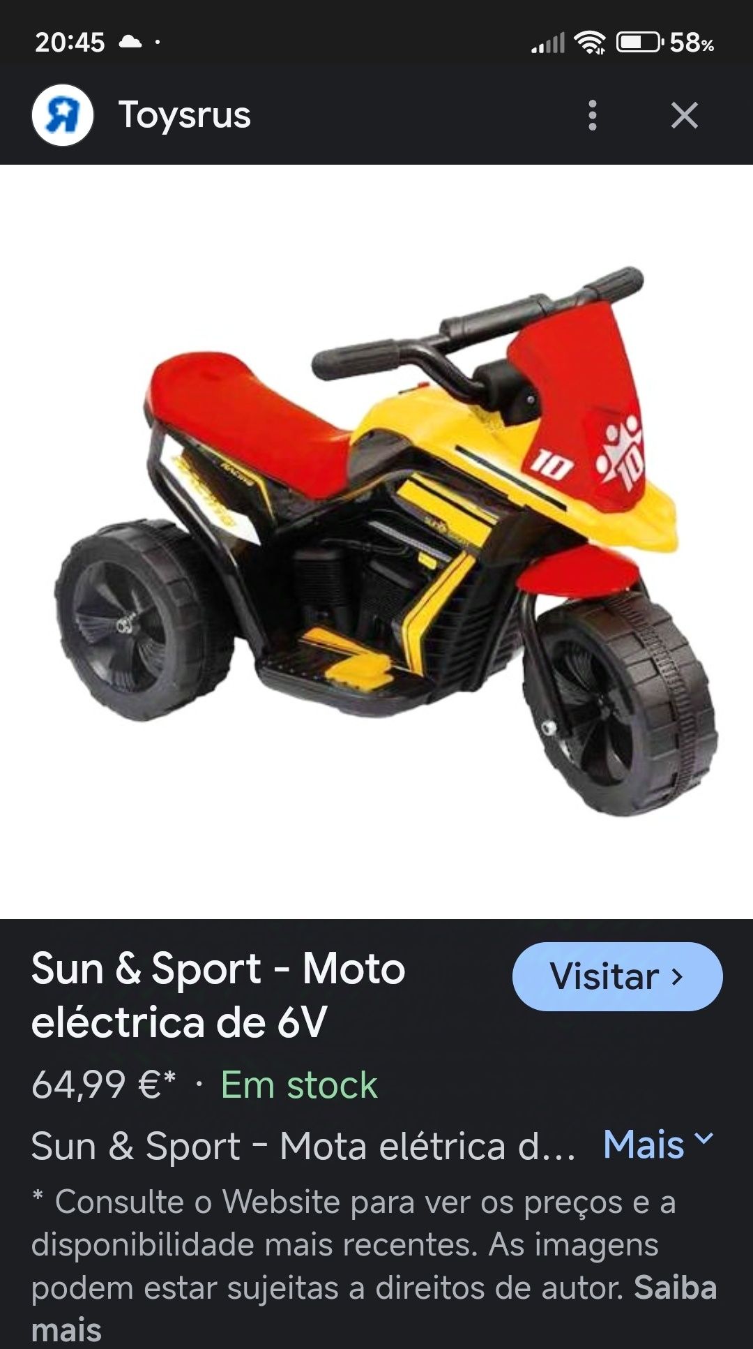 Mota elétrica de criança