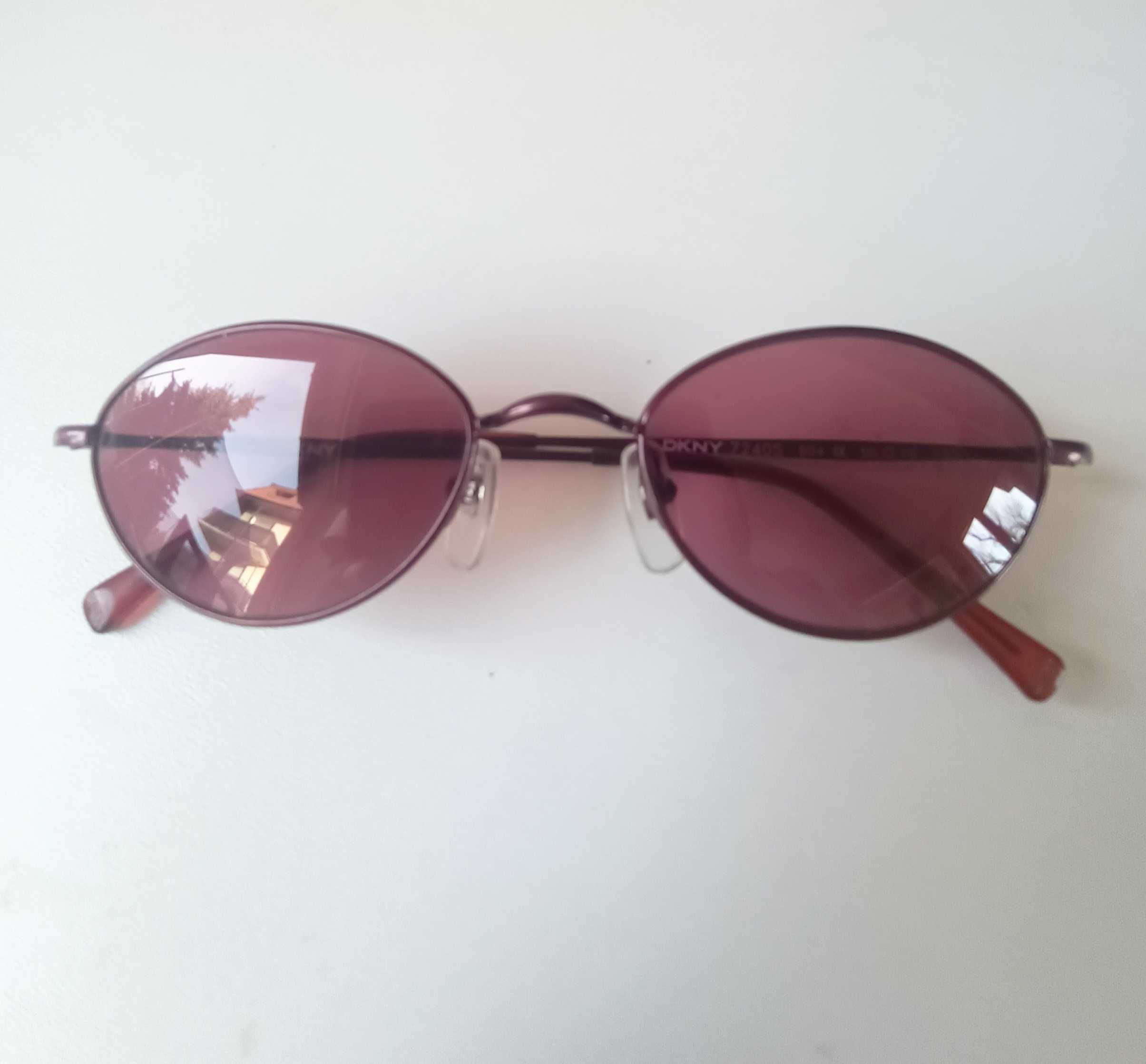 Okulary przeciwsłoneczne DKNY vintage fioletowe szkiełka lata 90