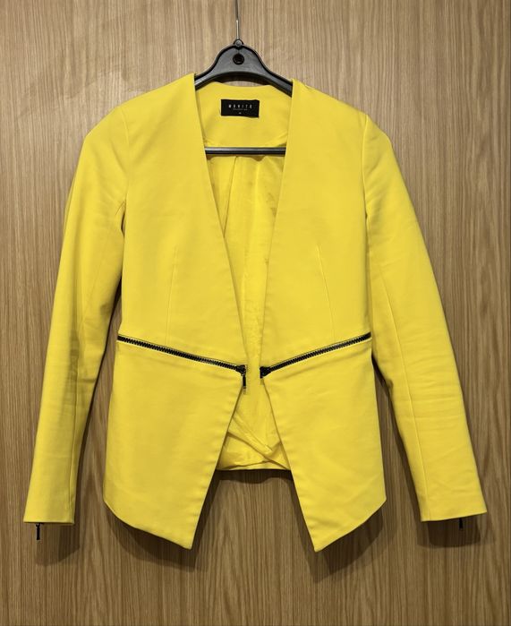 Mohito marynarka narzutka żółta elegancka z zamkami XS 34