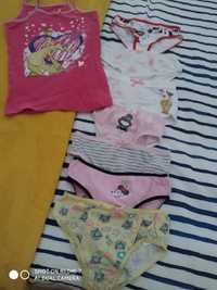 roupa Interior de menina - 7 cuecas e TOP - 2/4 anos