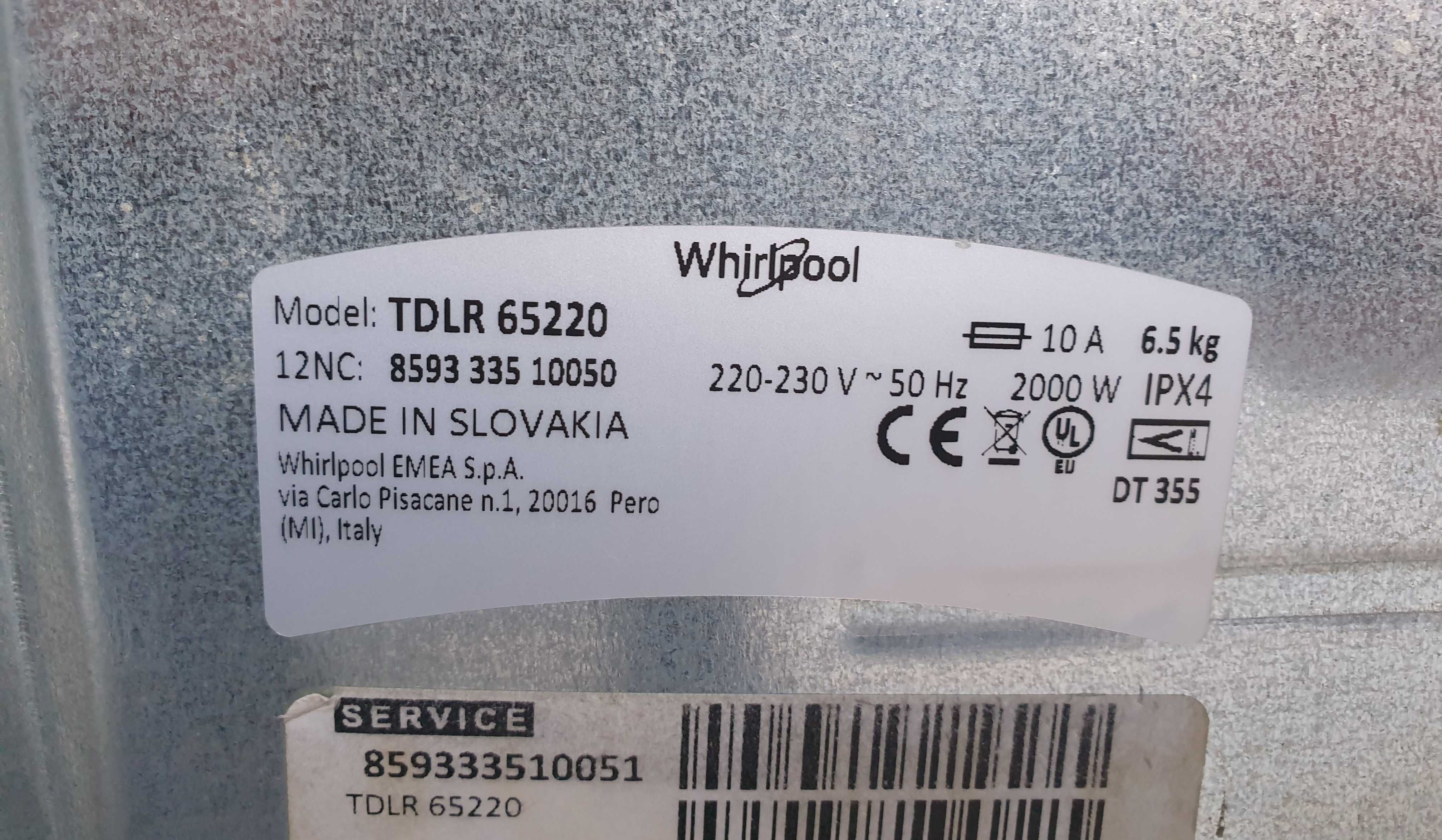 Пральна/стиральная/ машина Whirlpool 6.5 KG / TDLR 65220