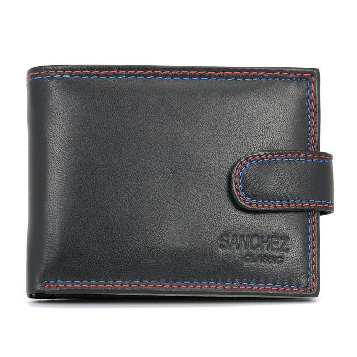 portfel męski z przeszyciem sanchez classic - czarny