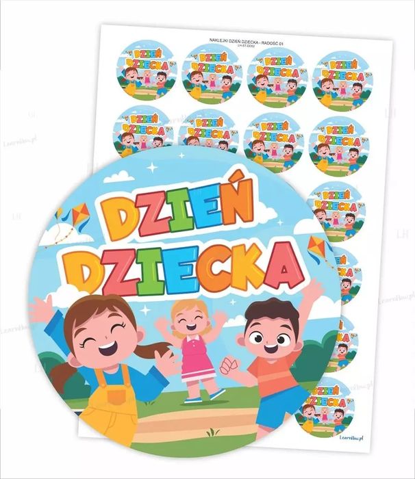 Naklejki Dzień Dziecka - Radość, 24 sztuki. LearnHow