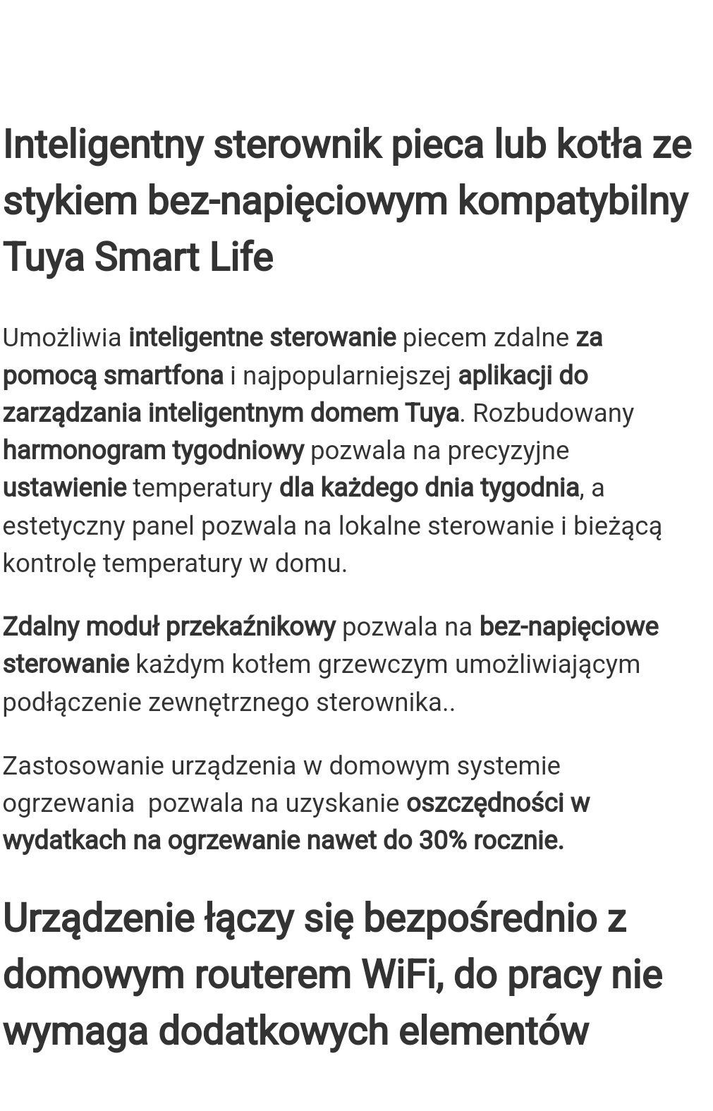 Sterownik Kotła Ogrzewania Termostat WiFi TUYA model WRT3