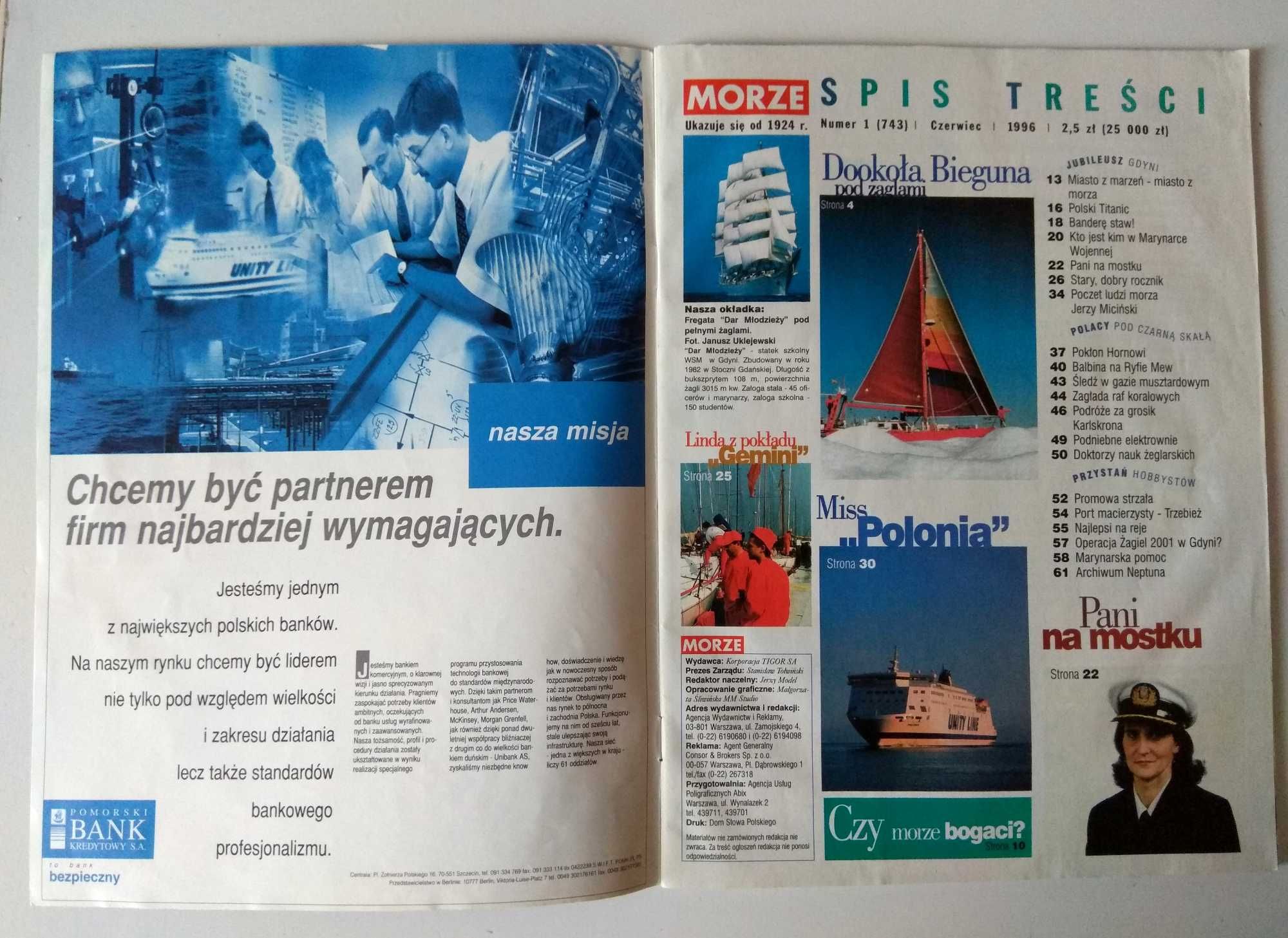 Magazyn / czasopismo - MORZE - Nr 743/1996