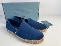 Espadryle TOMS Majolica Blue Suede półbuty buty damskie skóra zamszowa