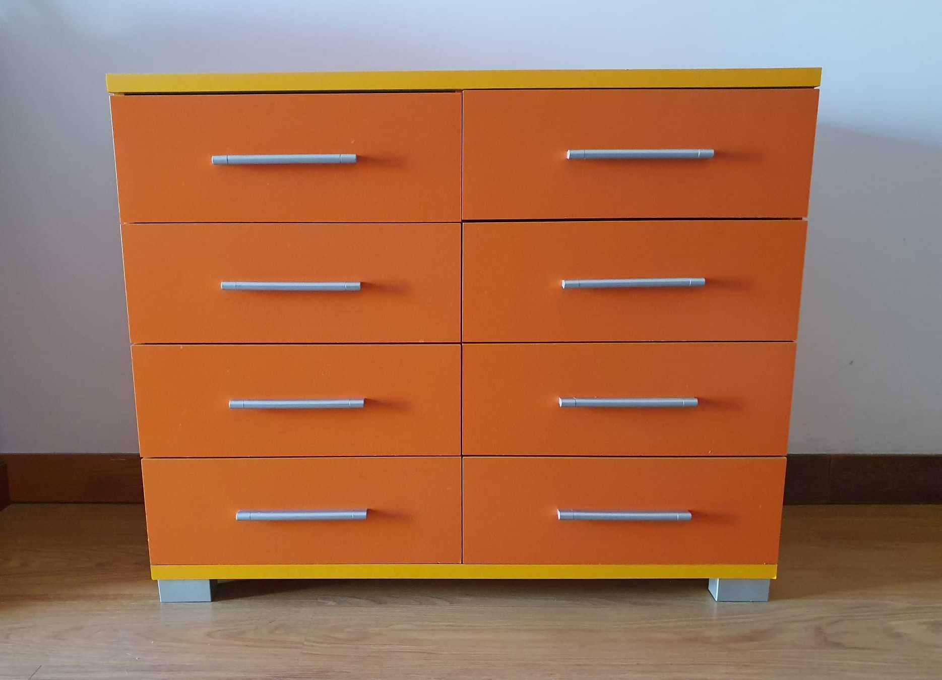 Cómoda de Quarto – 8 gavetas - cor de laranja
