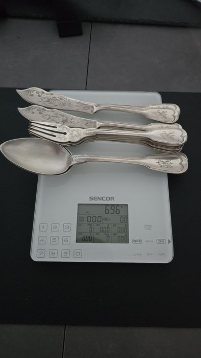 Stare srebrne sztućce do ryb srebrna łyżka wudelec i nóz ryngraf