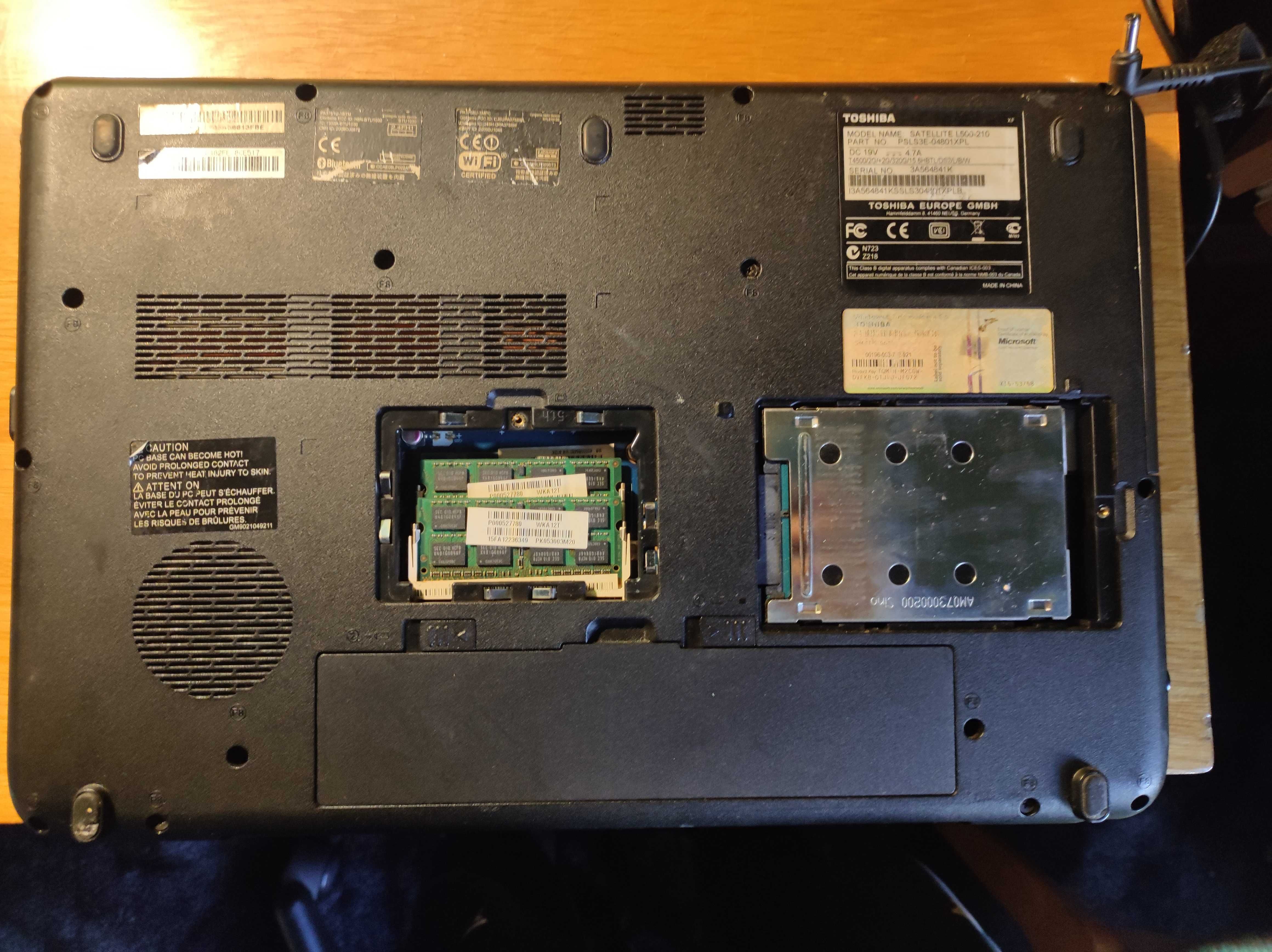 Toshiba Satellite 15.6" L500-210 + ładowarka (USZKODZONY)