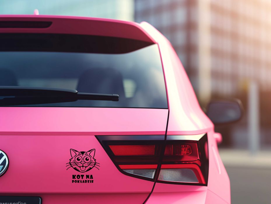 Naklejka KOT NA POKŁADZIE na samochód, lusterko, kask, szybę