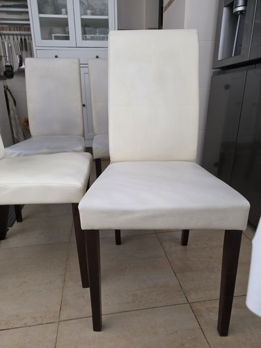 Cadeiras de Mesa em pele sintética creme