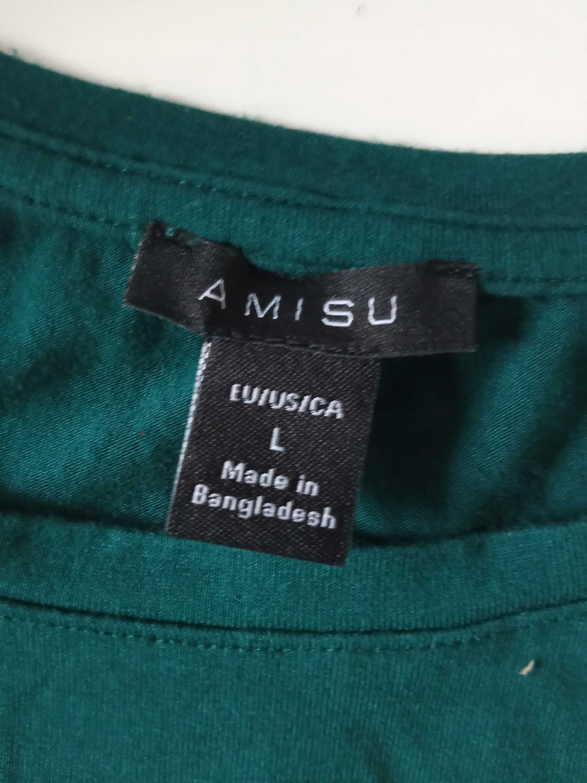 Amisu damska koszulka z krótkim rękawem i złotym napisem r L