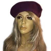 Nowy z metką fioletowy wełniany damski beret Filippo Catarzi