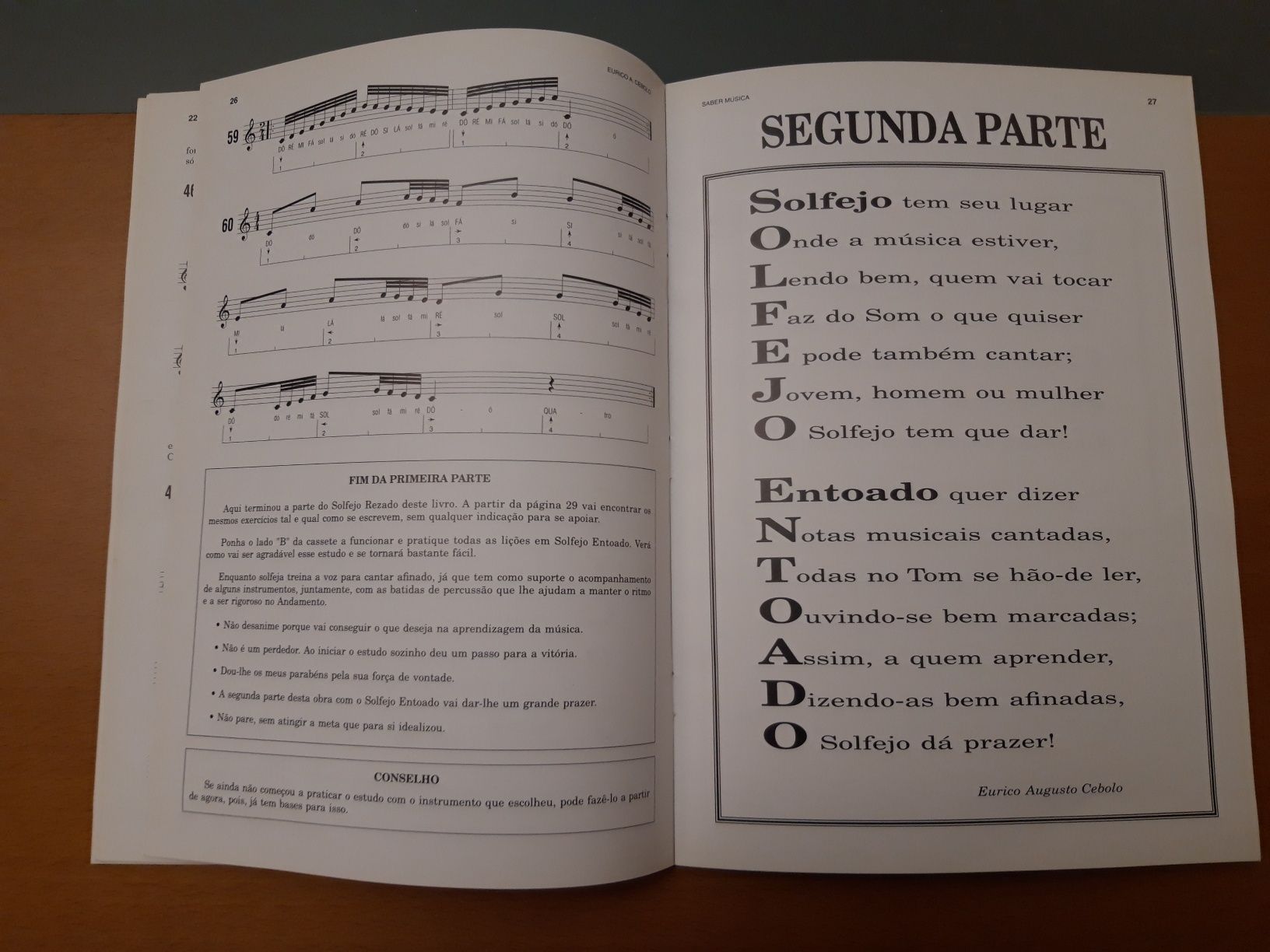 Livro de Eurico A. Cebolo: Saber Música (com cassete)