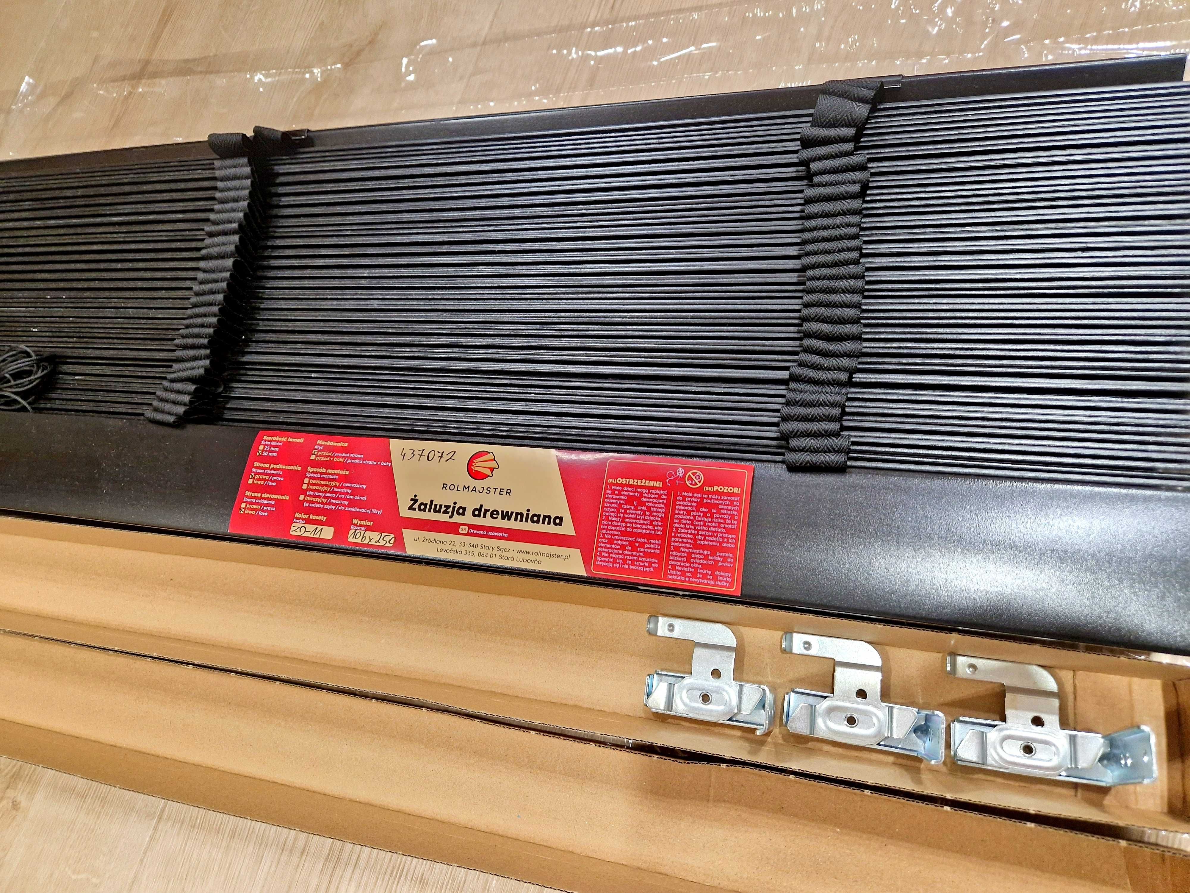 Żaluzja drewniana 50mm NOWA rolmajster 106x250cm KPL (1122zł) okazja!