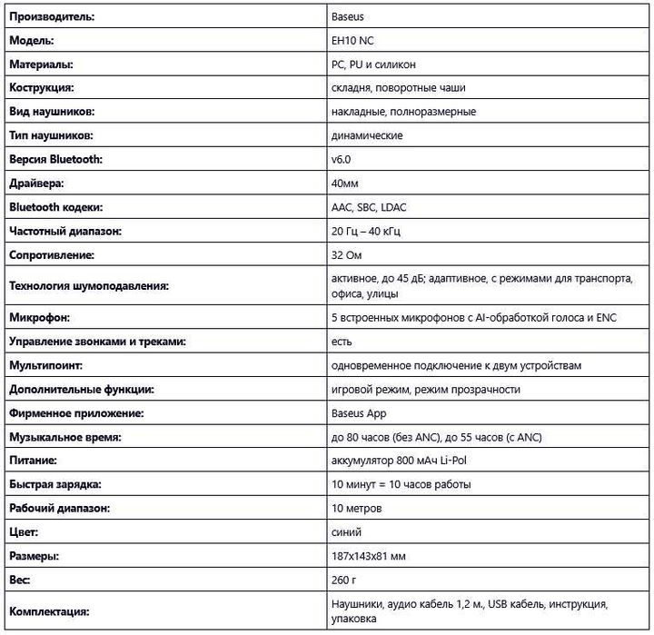 Безпроводные наушники Baseus EH10 NC
