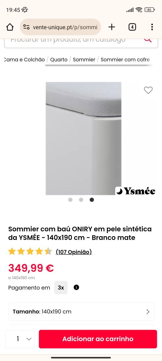 Cama Sommier Branca Nova