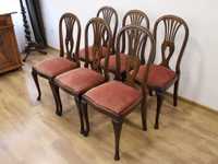sześć dębowych krzeseł z tapicerką 060606