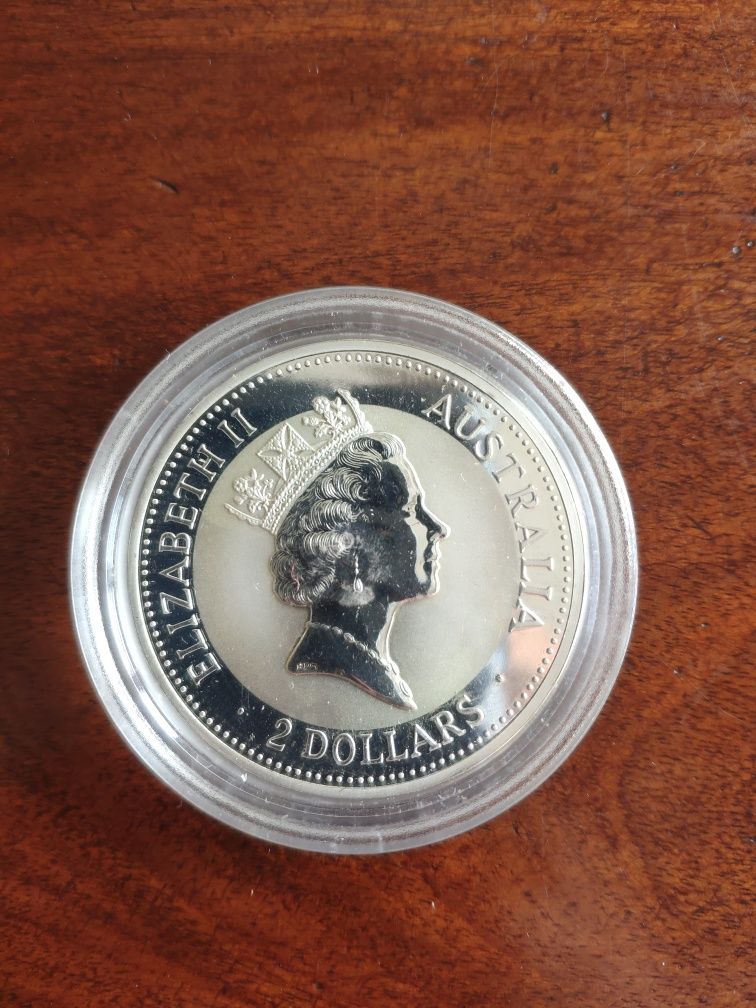 Moeda prata Elizabeth II 2 Dollars Austrália Kookaburra 1993