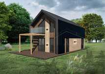 Dom całoroczny Nowoczesna Stodoła projekt SIPPOL70 -100m2 3pokoje