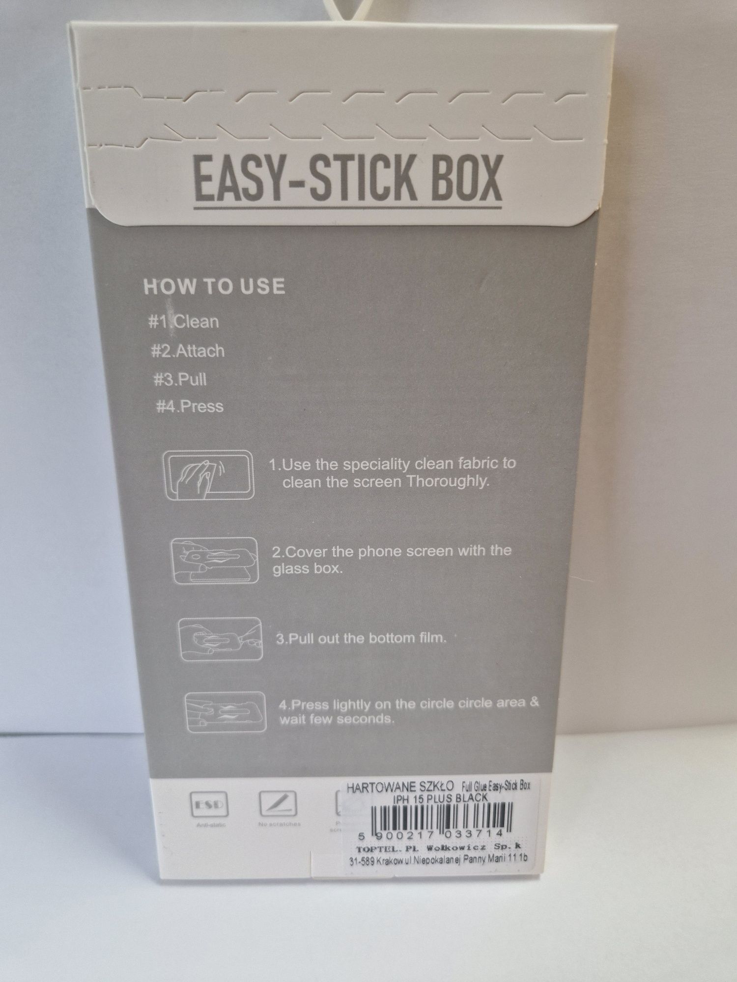 Hartowane szkło Full Glue Easy-Stick Box do IPHONE 15 PLUS