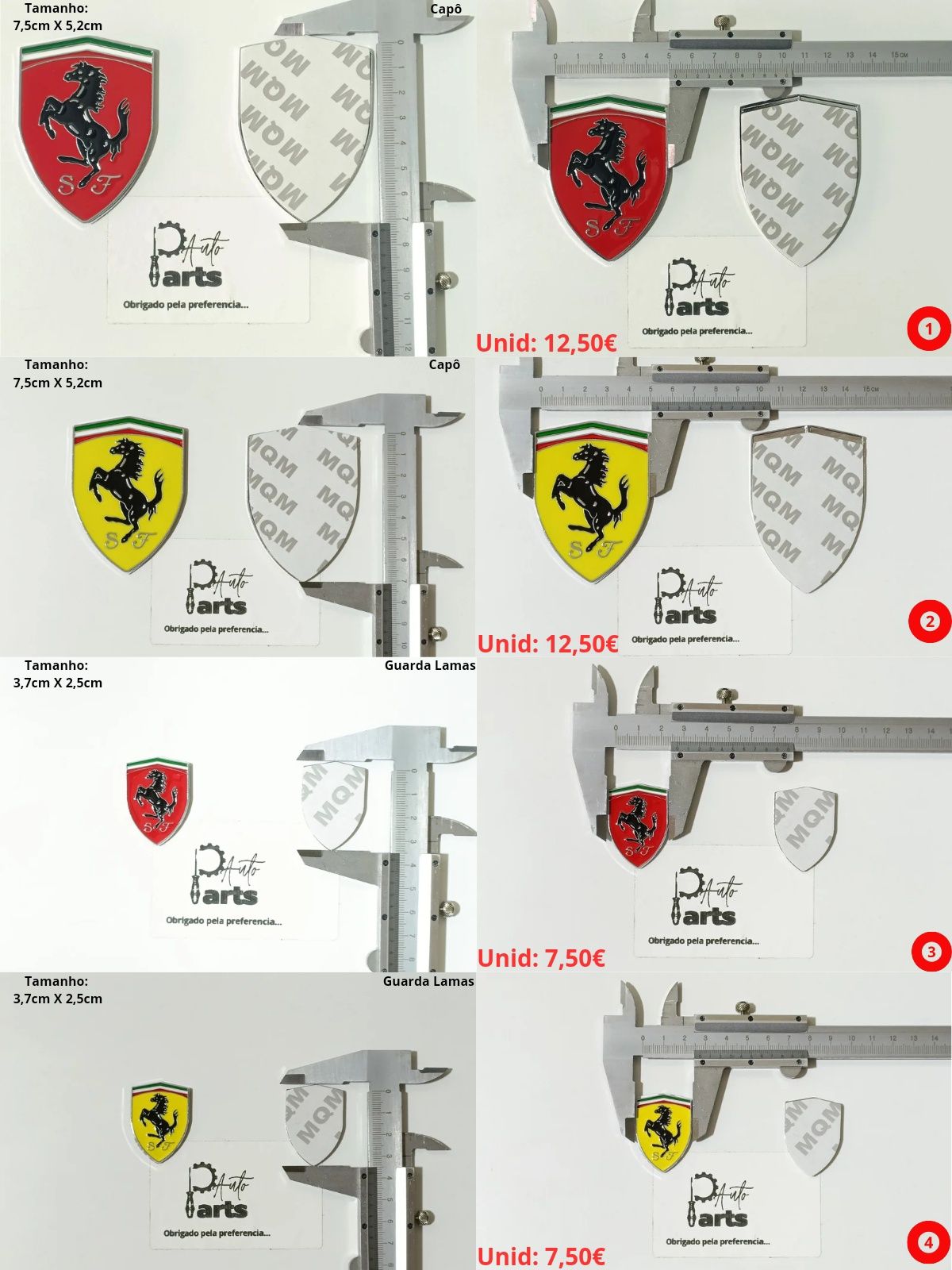Emblemas símbolos logotipo Ferrari Capô/Guarda lamas