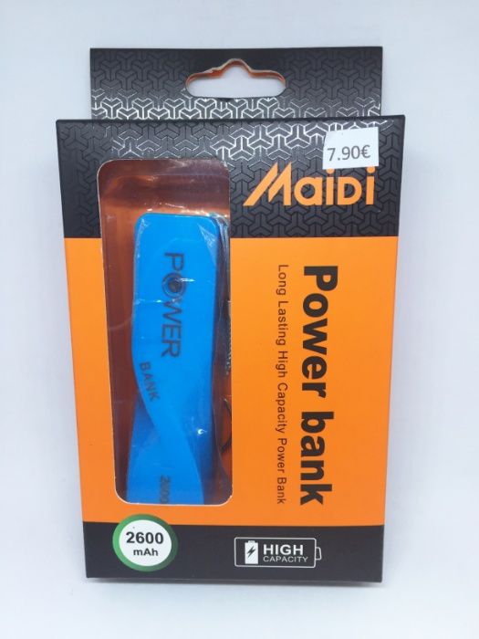 Power Bank de 2600mAh com porta-chaves/ Bateria externa - Várias Cores