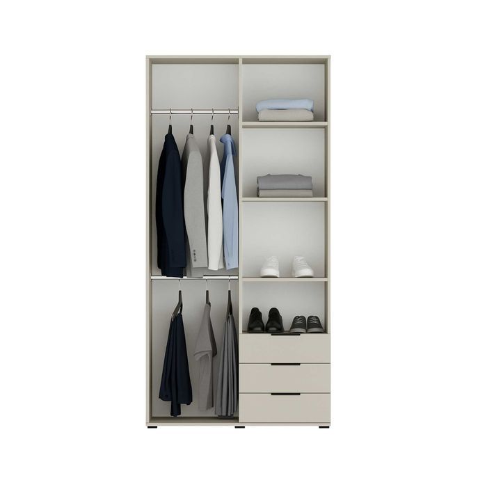 Trzy szafy uchylne dwudrzwiowe z szufladami Modena - 110x235x53