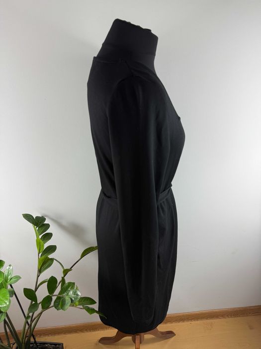 Czarna sukienka z kwadratowym dekoltem dzianinowa ciążowa Bonprix L/XL