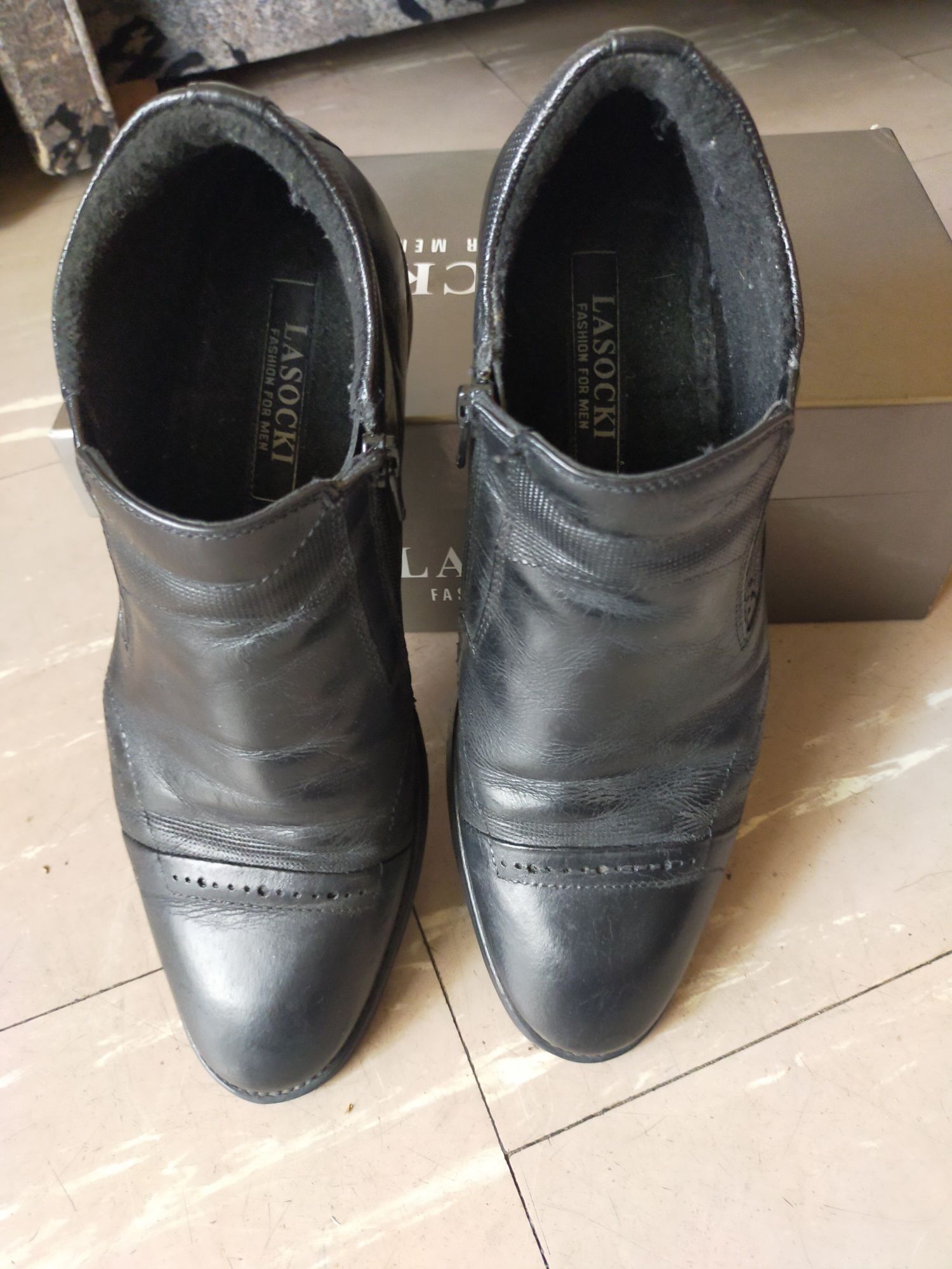 Buty skórzane męskie kozaki Trzewiki Lasocki For Men ocieplane 40
