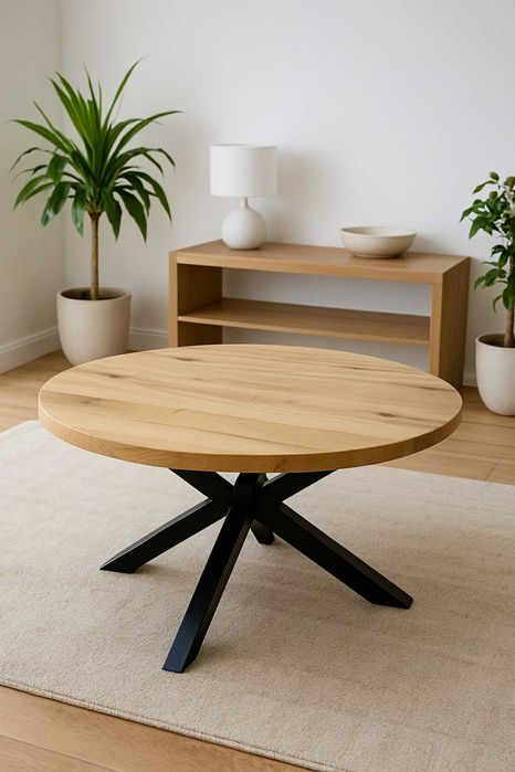 Stół PAJĄK Dębowy Okrągły LOFT, Lite Drewno, Różne Wymiary, Rozkładany