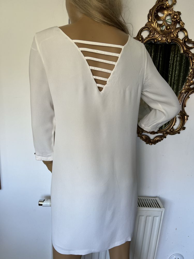 Massimo Dutti kremowa sukienka ecru jasna 42