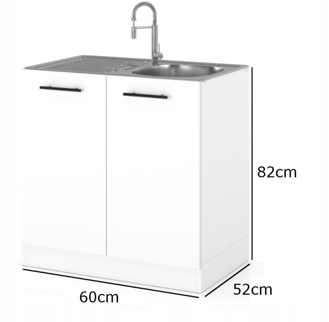 Szafka kuchenna stojąca POD zlew BIAŁY MAT 60CM Kuchnia Zl