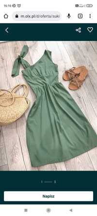 Sukienka oliwkowa zielona zwiewna S/M