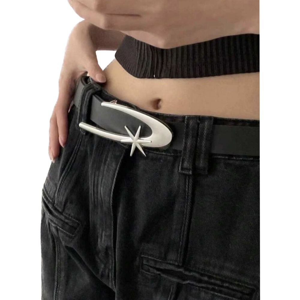 Nowy modny czarny pasek z klamrą Star Streetwear y2k [105cm]