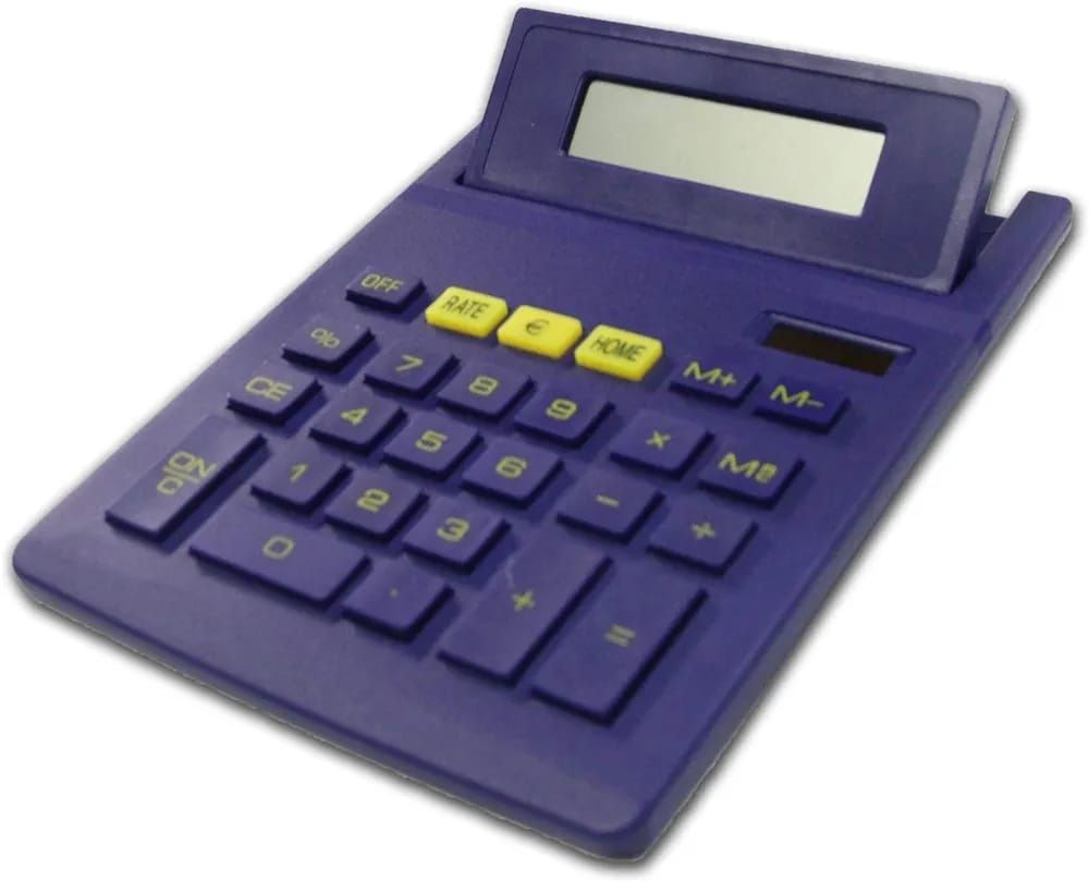 Kalkulator stołowy eurokonwertera z dużymi liczbami, w kolorze