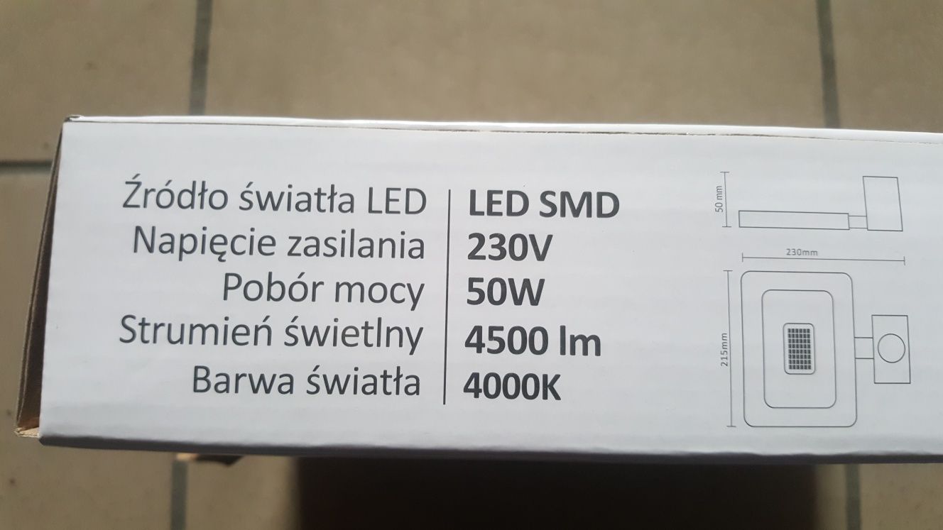 Halogen Led 50wat z czujnikiem ruchu