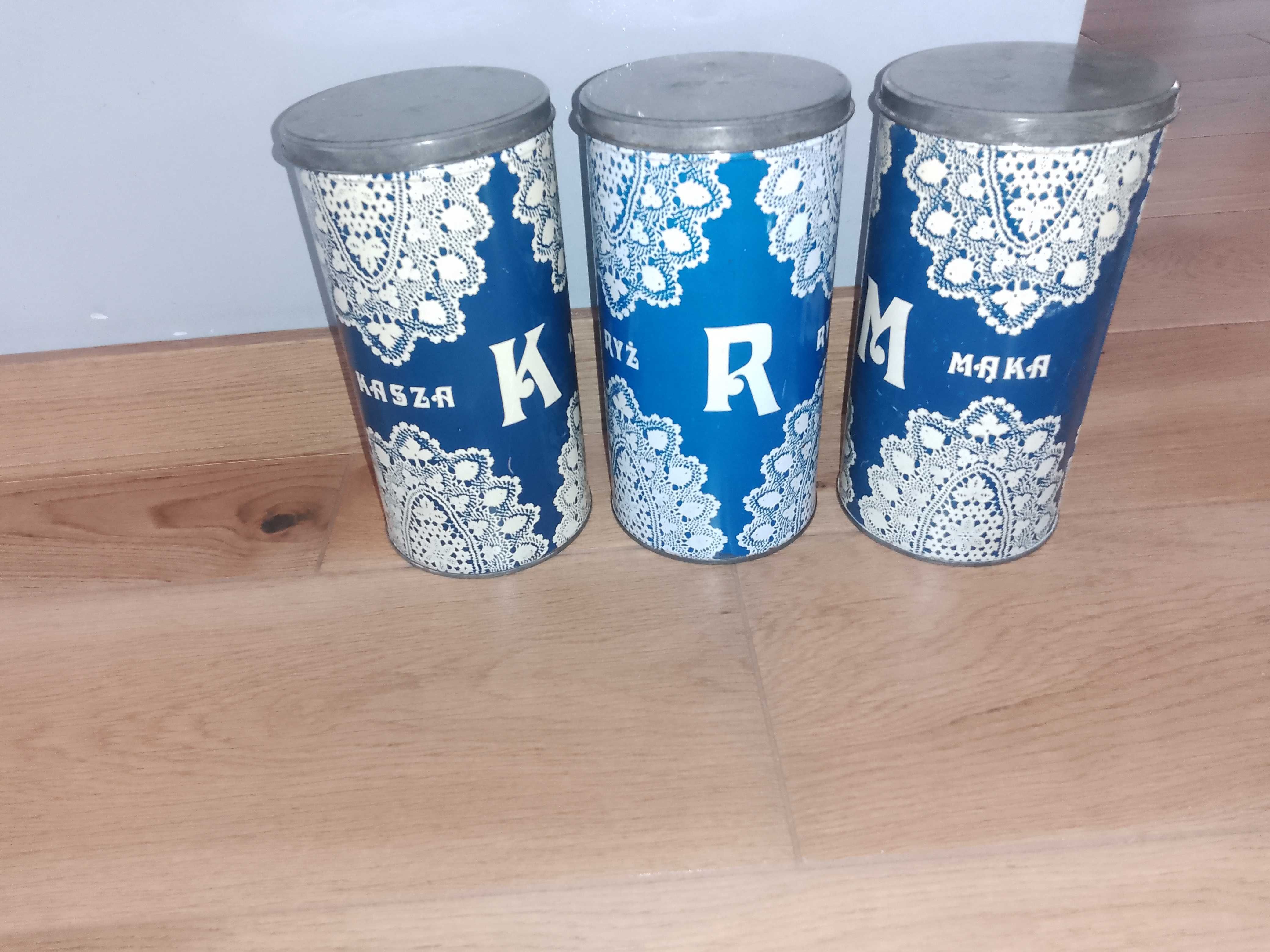 Pojemniki metalowe mąka ryż kasza PRL - 3sztuki