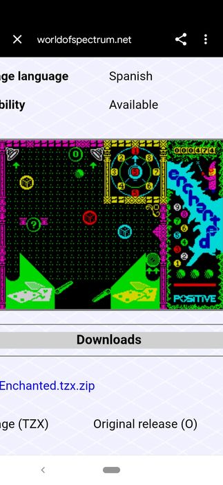 Jogo Pinball para Spectrum "Enchanted"